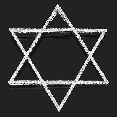 White 14K White Solid Gold Womens Diamond Star of David Pendant 0.70 Ctw